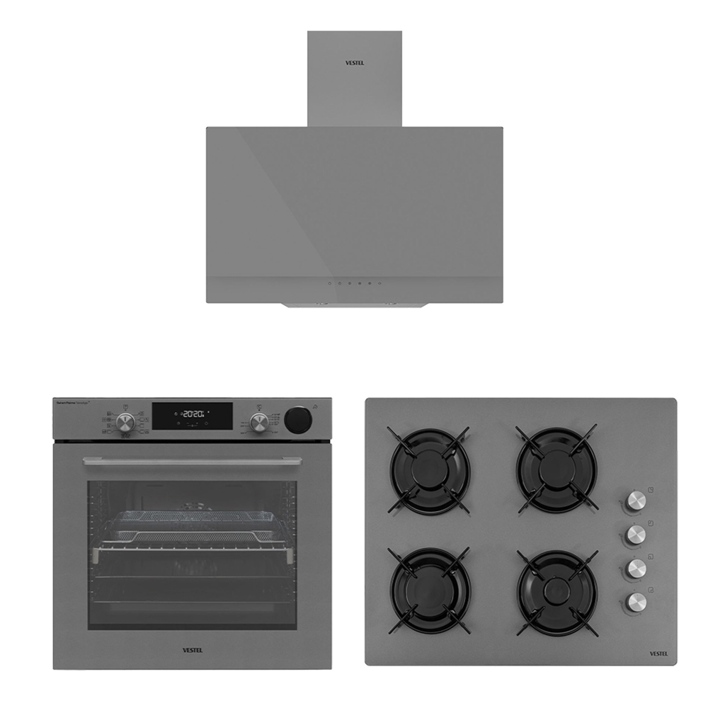 Eğik Gri Buharlı Lightfry Set
